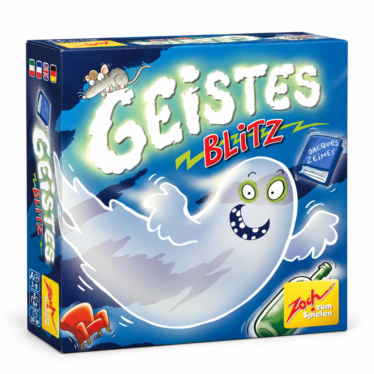 Geistes Blitz game box with ghost artwork on a white background.